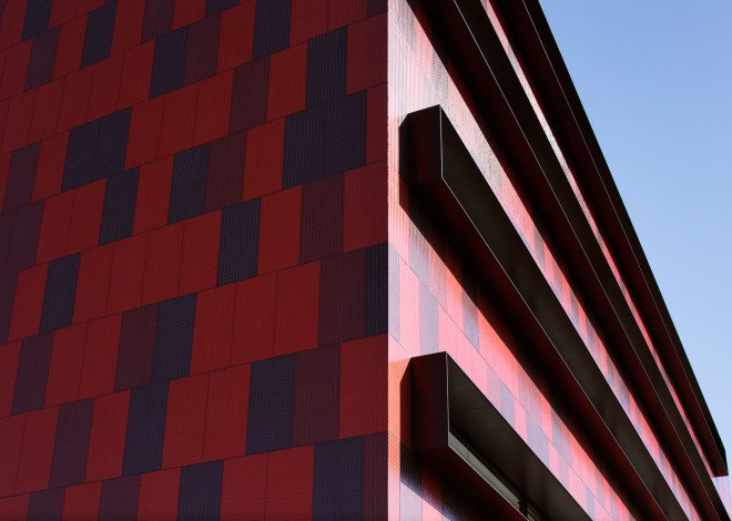 k/o design studio, japanese architecture, tokyo architecture, Kanagawa, facade, facade design, metal sheet facade, japan, school, curved building, curved interior, curved walls, cladding