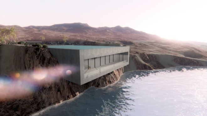 Aqua Casa, Bel kharmoudi Aziz, Aqua Casa by Bel kharmoudi Aziz, cliffside home, cliffside home design, waterfront luxury home, solar-powered luxury home, energy neutral architecture,