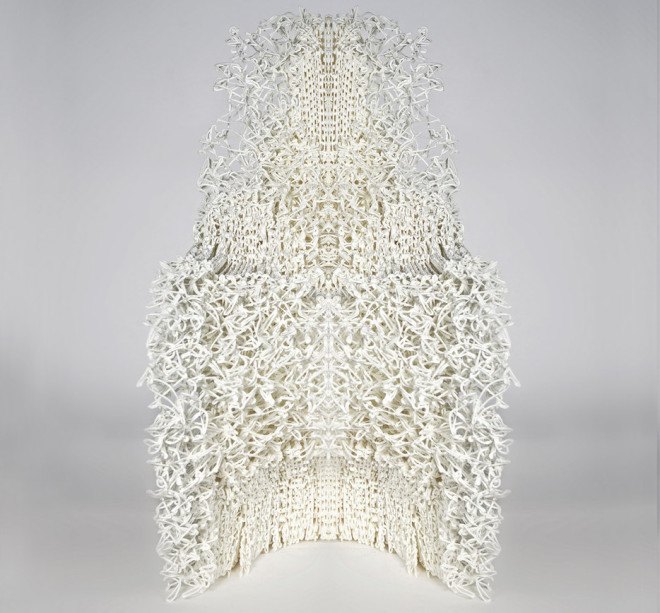 bartlett school of architecture, team curvoxels, spatial curves, 3d-printed chairs, robotic 3d printing, filigree 3d-printed chairs, vernor panton