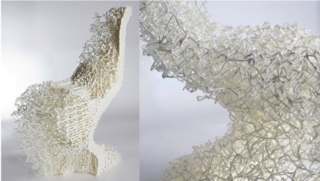 bartlett school of architecture, team curvoxels, spatial curves, 3d-printed chairs, robotic 3d printing, filigree 3d-printed chairs, vernor panton