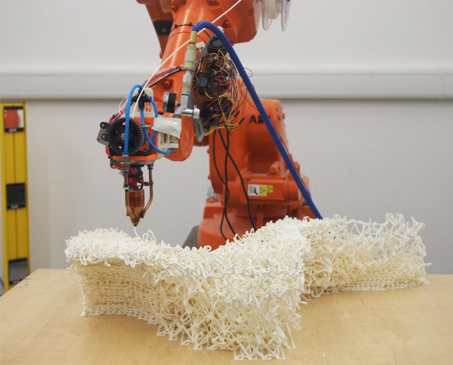 bartlett school of architecture, team curvoxels, spatial curves, 3d-printed chairs, robotic 3d printing, filigree 3d-printed chairs, vernor panton