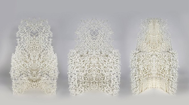 bartlett school of architecture, team curvoxels, spatial curves, 3d-printed chairs, robotic 3d printing, filigree 3d-printed chairs, vernor panton