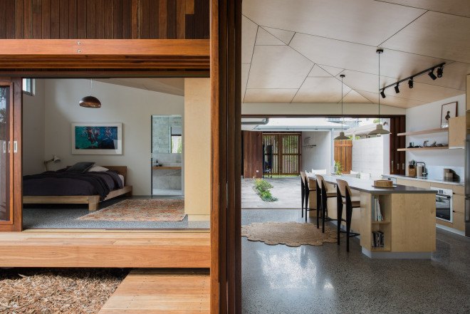 sustainable sourced timber, rainwater harvesting, thermal mass, sustainable timber, high-performance glass, Bourne Blue Architecture, Bluesy Beach, Bluesy Beach architecture, Bluesy Beach House 4 by Bourne Blue Architecture, Bluesy Beach House 4, indoor/outdoor living, eco-friendly bungalow, Australian architecture