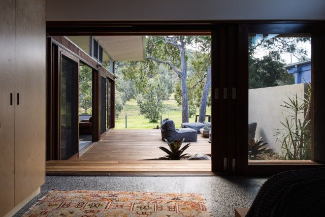 sustainable sourced timber, rainwater harvesting, thermal mass, sustainable timber, high-performance glass, Bourne Blue Architecture, Bluesy Beach, Bluesy Beach architecture, Bluesy Beach House 4 by Bourne Blue Architecture, Bluesy Beach House 4, indoor/outdoor living, eco-friendly bungalow, Australian architecture