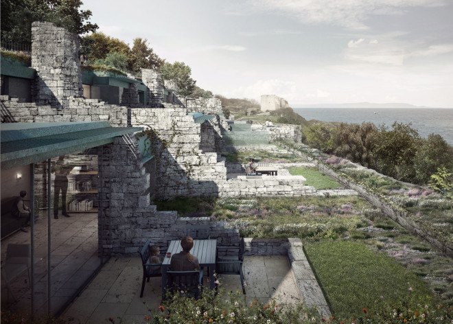 Clifftops Cove Holiday Park, Morrow + Lorraine Architects, UNESCO-protected site, UNESCO, England, green architecture, rustic architecture, Portland stone, open-plan, holiday homes