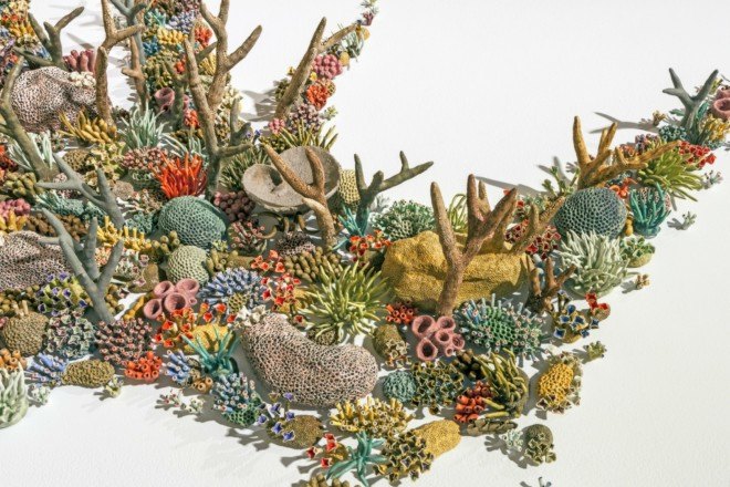 Courtney Mattison, coral art, climate change art, coral reef damage, sea issues, ocean damage, Sea Change art exhibition, coral as artwork, porcelain sculptures, porcelain art work, coral reef porcelain, climate change, coral reef danger, coral reef extinction,
