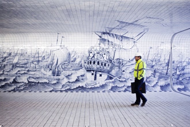 Irma Boom, Irma Boom Office, pedestrian underpass, underpass design, cycling underpass, bicycle infrastructure, pedestrian infrastructure, beautiful pedestrian infrastructure, beautiful pedestrian underpass, Cuyperspassage, Amsterdam Central Station, Cuyperspassage by Benthem Crouwel, Benthem Crouwel