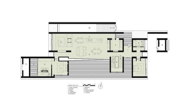 Elisabeth II concrete house, Bates Masi Architects, concrete house in Amagansett, cedar-clad house, acoustic performance, noise reducing house, cedar board cladding, natural building materials, thermal insulation, green architecture in New York, timber cladding, green materials, noise pollution