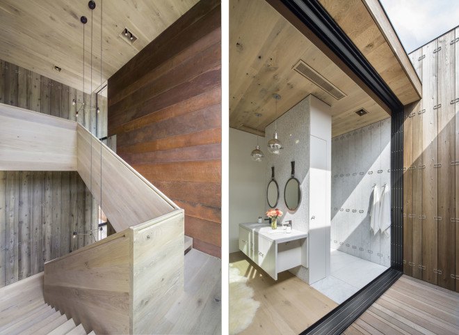 Elisabeth II concrete house, Bates Masi Architects, concrete house in Amagansett, cedar-clad house, acoustic performance, noise reducing house, cedar board cladding, natural building materials, thermal insulation, green architecture in New York, timber cladding, green materials, noise pollution