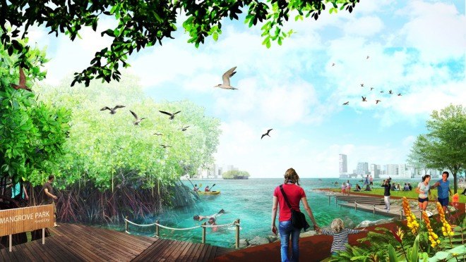 Forest City, Sasaki Associates, Malaysia masterplan, green roof, stormwater management, mixed-use architecture, green masterplan, mangrove, natural habitats, coastal ecologies