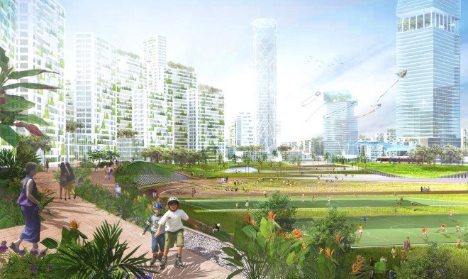 Forest City, Sasaki Associates, Malaysia masterplan, green roof, stormwater management, mixed-use architecture, green masterplan, mangrove, natural habitats, coastal ecologies