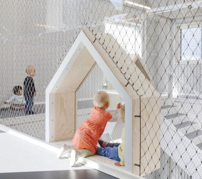 Copenhagen, Copenhagen kindergarten, Preben Skaarup landscape architects, Søren Jensen engineers, Learning Spaces consultants, Frederiksvej Kindergarten, Frederiksvej Kindergarten by COBE, COBE, COBE Architects, house within a house, innovative kindergarten, kindergarten design, kindergarten architecture