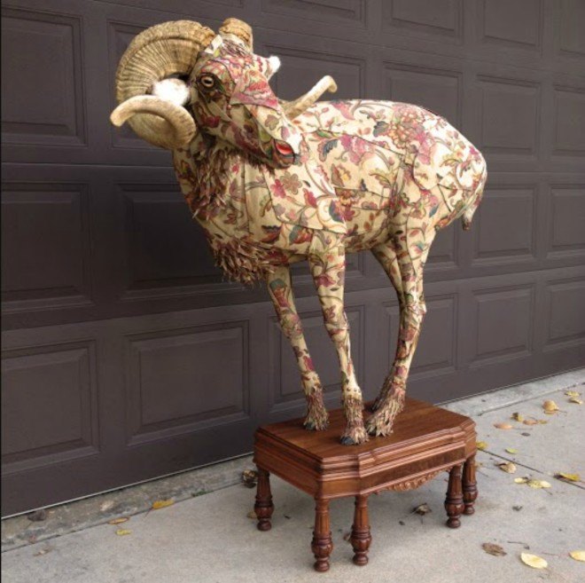 Little Stag Studio, faux taxidermy, cruelty-free trophy animal decor, recycled upholstery fabric, diy house decor, diy fabric projects, home decoration, interior decoration, home art, eco art, diy animal art, interior design,