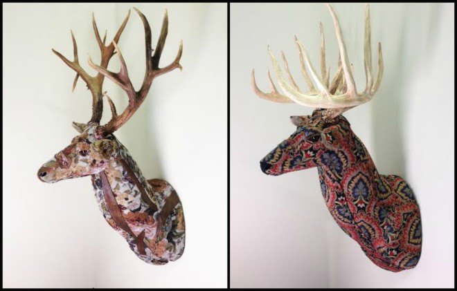 Little Stag Studio, faux taxidermy, cruelty-free trophy animal decor, recycled upholstery fabric, diy house decor, diy fabric projects, home decoration, interior decoration, home art, eco art, diy animal art, interior design,