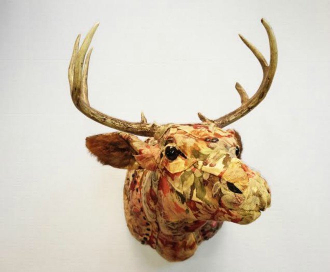 Little Stag Studio, faux taxidermy, cruelty-free trophy animal decor, recycled upholstery fabric, diy house decor, diy fabric projects, home decoration, interior decoration, home art, eco art, diy animal art, interior design,