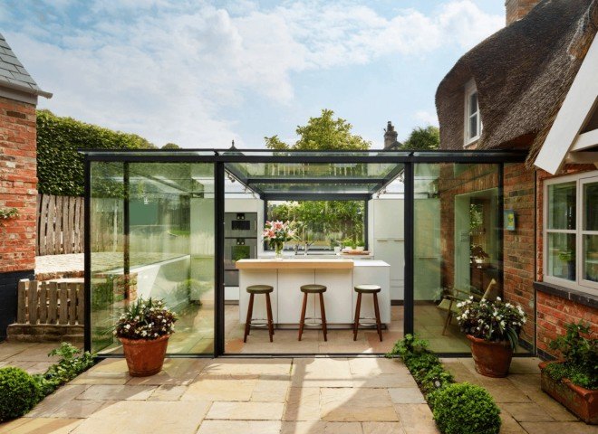kitchen designer Alex Saint, Kitchen Architecture, Cottage Kitchen Addition, add on kitchen, kitchen design, Cheshire, England cottage makeover, interior design, architecture, cottage renovation, glassed-in kitchen addition