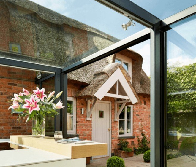 kitchen designer Alex Saint, Kitchen Architecture, Cottage Kitchen Addition, add on kitchen, kitchen design, Cheshire, England cottage makeover, interior design, architecture, cottage renovation, glassed-in kitchen addition