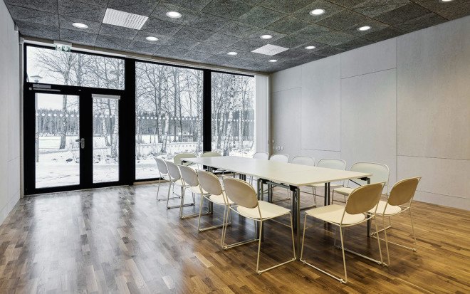 Tengbom, Tengbom Architects, fire-resistant architecture, floor-to-ceiling windows, OrganoWood, trail center, patina, green roof, sedum roof,
