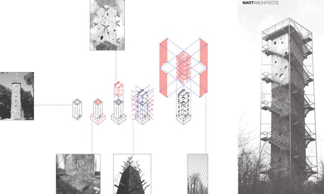 Galyateto tower, lookout tower, Hungary, Nartarchitects, renovated lookout tower, observation tower, green renovation, reinforced concrete, shelter