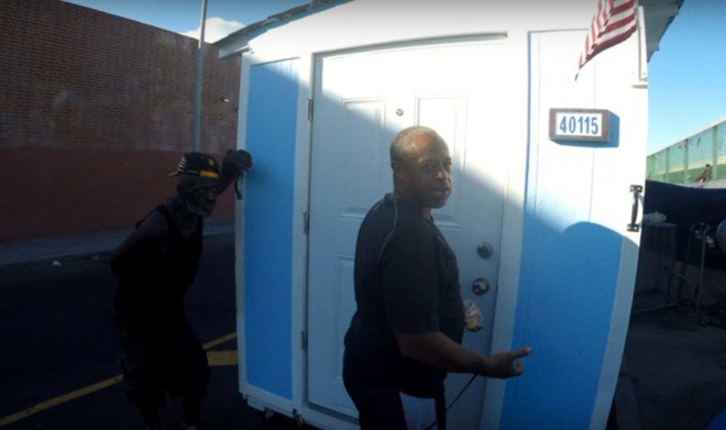 los angeles, homeless, tiny houses, tiny homes, california, la city seizes tiny homes, la city seizures shelters from homeless camps, elvis summers