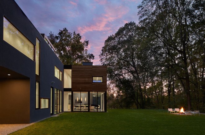 HVAC equipment, thermally modified wood, passive solar, Mohican Hills House, Robert M. Gurney, energy star glass, contemporary home,