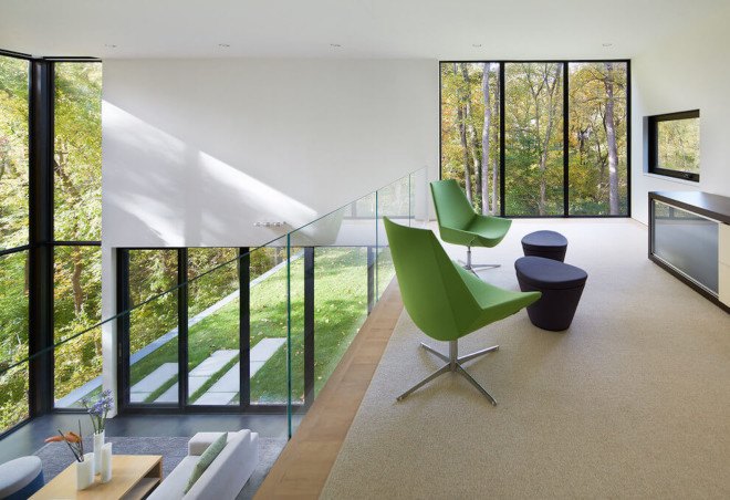 HVAC equipment, thermally modified wood, passive solar, Mohican Hills House, Robert M. Gurney, energy star glass, contemporary home,