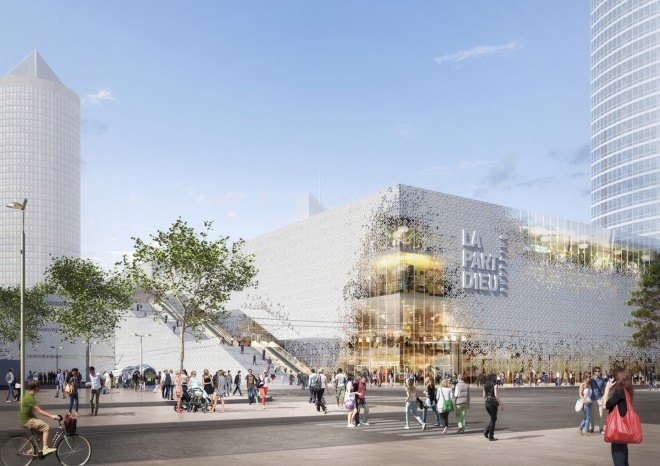 MVRDV Lyon design, Part-Deiu mall renovation, Part-Deiu shopping center redesign, green space urban design in Lyon, MVRDV transforms Part-Deiu