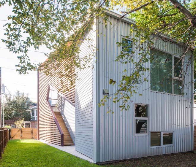 Shotgun Chameleon, ZDES architects, shotgun housing, shotgun house, Houston, energy efficient architecture, flexible architecture, solar heat gain, flexible facade,