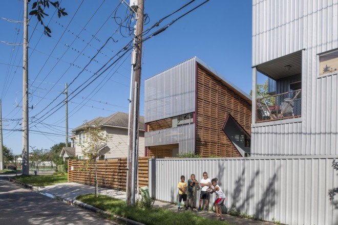 Shotgun Chameleon, ZDES architects, shotgun housing, shotgun house, Houston, energy efficient architecture, flexible architecture, solar heat gain, flexible facade,