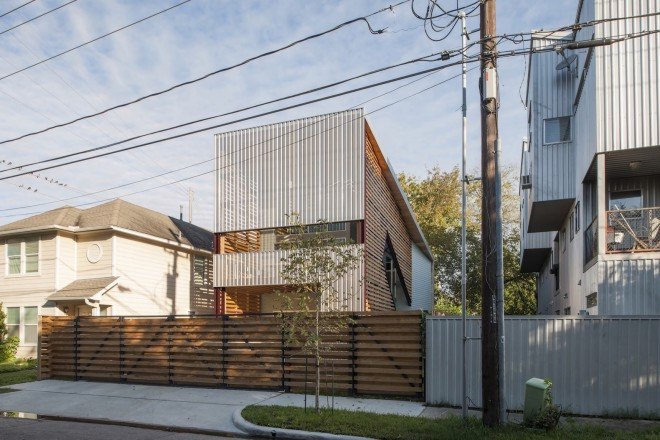 Shotgun Chameleon, ZDES architects, shotgun housing, shotgun house, Houston, energy efficient architecture, flexible architecture, solar heat gain, flexible facade,