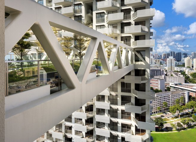SkyHabitat, Safdie Architects, green tower, vertical living, natural ventilation, Singapore architecture, sky bridges, green architecture, communal spaces