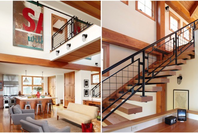 barn-inspired architecture, barn-inspired home, salvaged materials, recycled materials, solar powered home, Northworks, Thistle Hill Farm, Squak Mountain Stone, The Rug Company