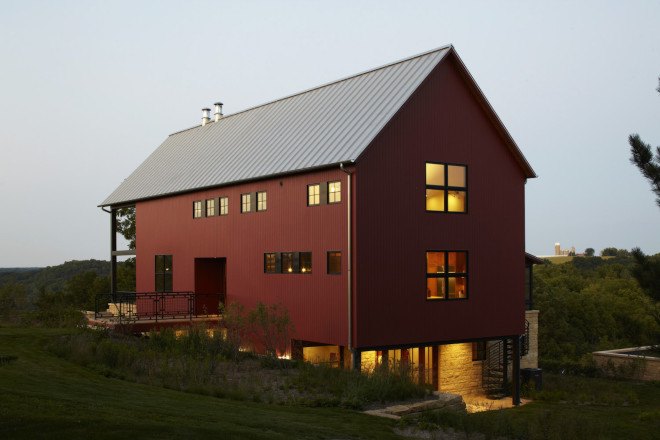 barn-inspired architecture, barn-inspired home, salvaged materials, recycled materials, solar powered home, Northworks, Thistle Hill Farm, Squak Mountain Stone, The Rug Company