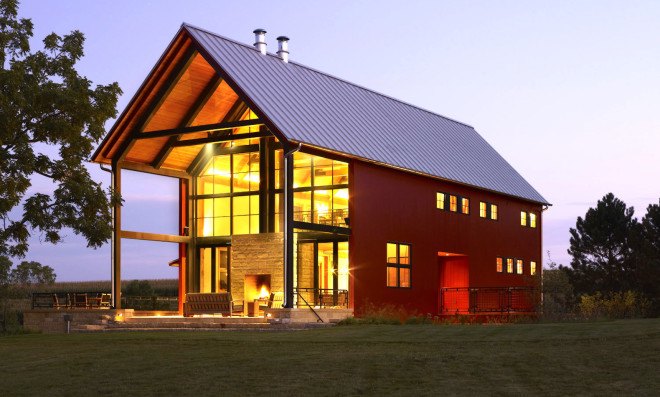 barn-inspired architecture, barn-inspired home, salvaged materials, recycled materials, solar powered home, Northworks, Thistle Hill Farm, Squak Mountain Stone, The Rug Company