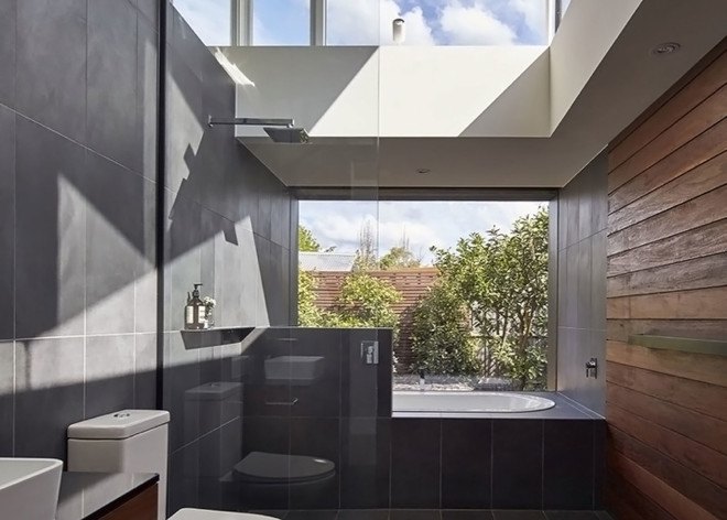 MO-DO architects, Tunnel House, Australia, renovated cottage, green renovation, courtyard, pavilion, courtyard house, butterfly roof, salvaged brick, salvaged building materials, light-filled, green architecture