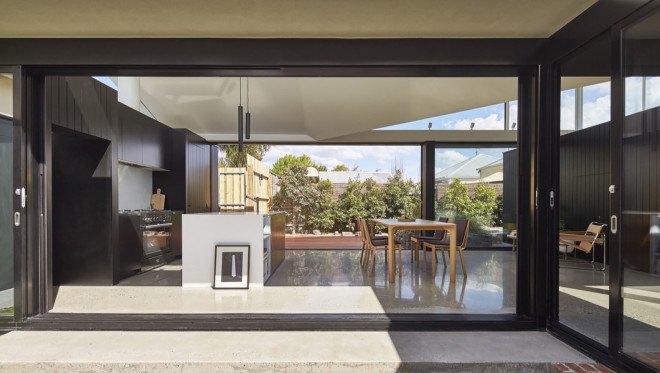MO-DO architects, Tunnel House, Australia, renovated cottage, green renovation, courtyard, pavilion, courtyard house, butterfly roof, salvaged brick, salvaged building materials, light-filled, green architecture
