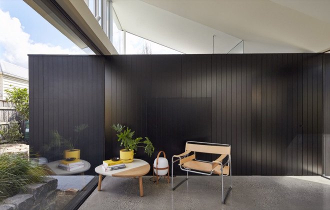 MO-DO architects, Tunnel House, Australia, renovated cottage, green renovation, courtyard, pavilion, courtyard house, butterfly roof, salvaged brick, salvaged building materials, light-filled, green architecture