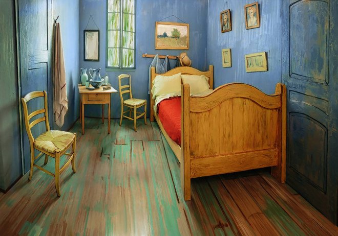 Van Gogh, Vincent van Gogh, The Bedroom, Van Gogh's Bedrooms, Art Institute of Chicago, Van Gogh Airbnb rental, life-size replica of van Gogh's The Bedroom, Post-Impressionist painter, Vincent van Gogh The Bedroom