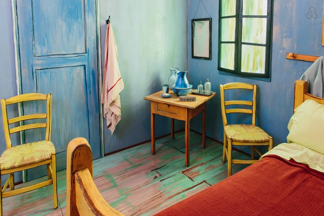 Van Gogh, Vincent van Gogh, The Bedroom, Van Gogh's Bedrooms, Art Institute of Chicago, Van Gogh Airbnb rental, life-size replica of van Gogh's The Bedroom, Post-Impressionist painter, Vincent van Gogh The Bedroom