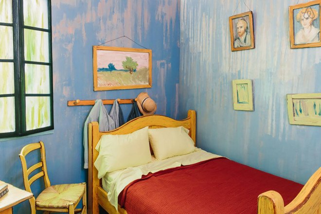 Van Gogh, Vincent van Gogh, The Bedroom, Van Gogh's Bedrooms, Art Institute of Chicago, Van Gogh Airbnb rental, life-size replica of van Gogh's The Bedroom, Post-Impressionist painter, Vincent van Gogh The Bedroom