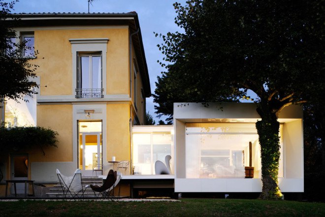 XS Extension, Playtime Agence d'Architecture, aluminium facade, French architects, green extension, prefab extension, prefab housing, floating house, floating architecture, aluminum pavilion, green architecture, metal facade