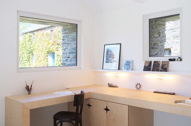 Barn converted into an artists Studio, Artist Studio by Modal Architecture, adaptive reuse barn, Sizun artist studio, adaptive reuse artist studio,