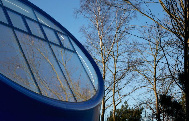 Arts University Bournemouth, Peter Cook, drawing studio, CRAB Studio, UK, university campus, prefab building, steel cladding, steel panels, skylights, natural light