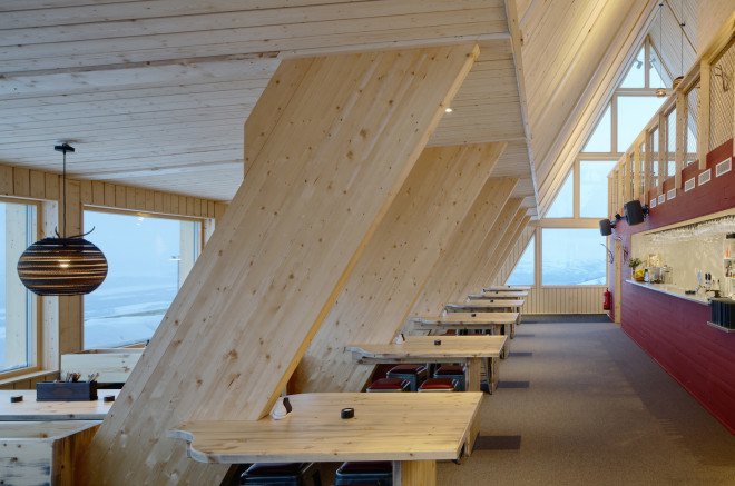Björk by Murman Arkitekter, Björk in Hemavan, Hemavan architecture, alpine prefab architecture, glulam beam structure system, Sami culture inspired architecture,