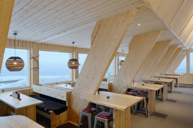 Björk by Murman Arkitekter, Björk in Hemavan, Hemavan architecture, alpine prefab architecture, glulam beam structure system, Sami culture inspired architecture,