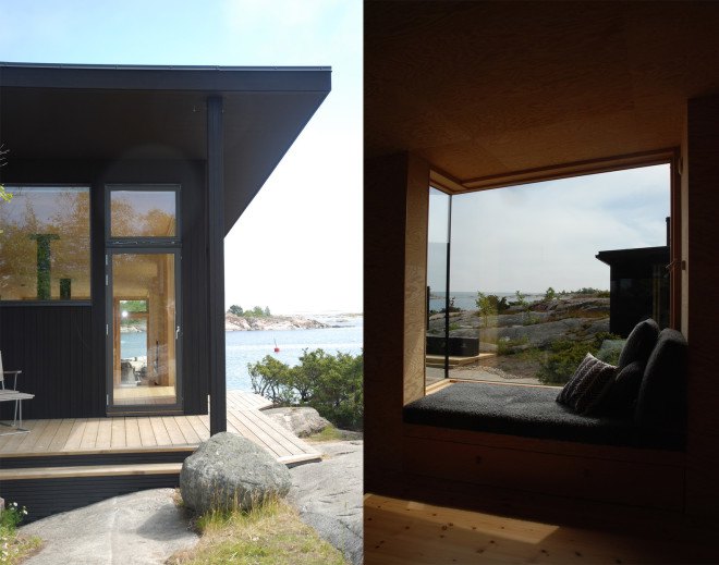 Stockholm archipelago architecture, Margen Wigow Arkitektkontor, Bodby i ytterskärgården by Margen Wigow Arkitektkontor, green-roofed seaside cabins, off-grid Swedish cabins