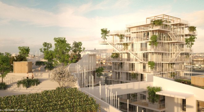 Sou Fujimoto Architects, Laisné Roussel, timber tower, green tower, wooden tower, France, cross-laminated timber, green architecture, vertical garden, elevated walkways