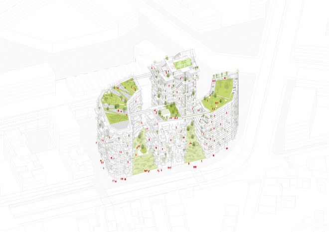Sou Fujimoto Architects, Laisné Roussel, timber tower, green tower, wooden tower, France, cross-laminated timber, green architecture, vertical garden, elevated walkways