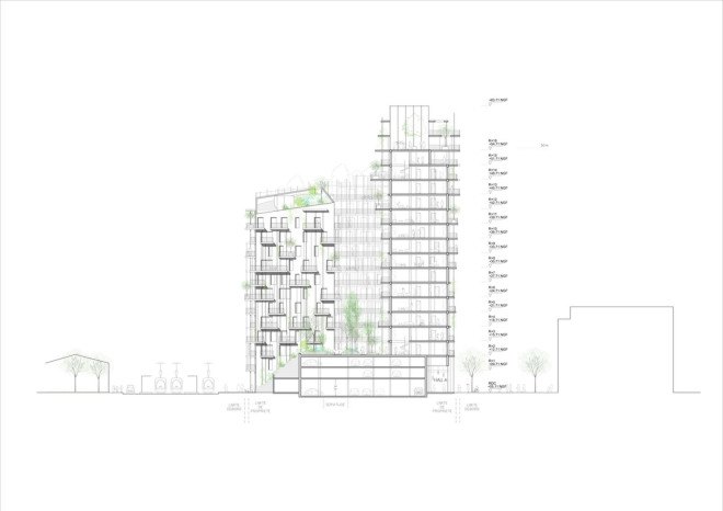 Sou Fujimoto Architects, Laisné Roussel, timber tower, green tower, wooden tower, France, cross-laminated timber, green architecture, vertical garden, elevated walkways