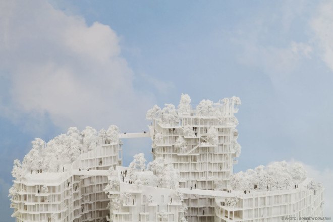 Sou Fujimoto Architects, Laisné Roussel, timber tower, green tower, wooden tower, France, cross-laminated timber, green architecture, vertical garden, elevated walkways